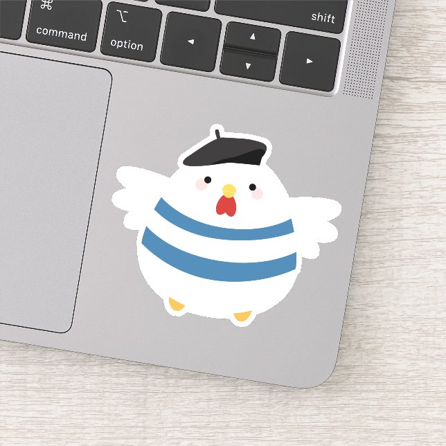 Adesivo Linda Hen Francesa com Beret (Detalhe)