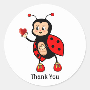 Adesivo Linda Joaninha e Coração Obrigado