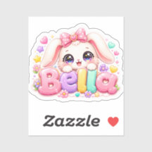 Linda Kawaii Bella Bunny Nome Pastel Rosa Floral B