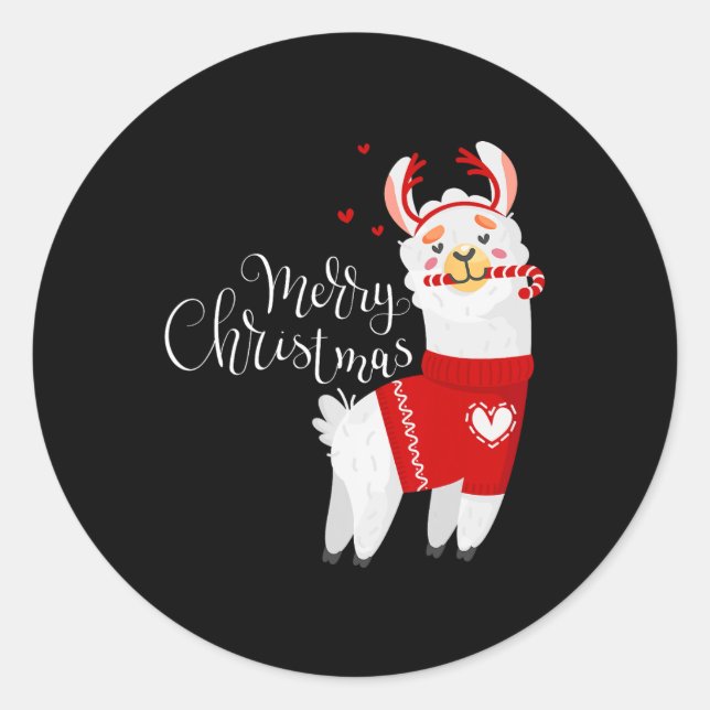 Adesivo Linda Llama com doce Cane Feliz Natal (Frente)