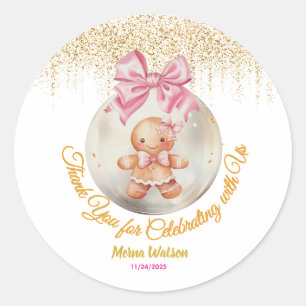 Adesivo Linda Menina de Pão de Mel Rosa Enfeite de Natal B