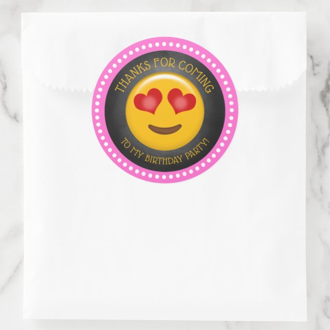 Adesivo Linda Menina Emoji Aniversário Obrigado (Bolsa)