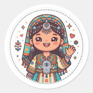 Adesivo Linda Mulher Kawaii Amazigh Marroquina com KhaStic