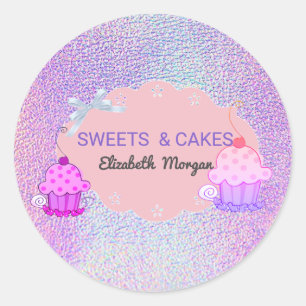 Adesivo Linda Padaria de Cupcake Holográfica Moderna Femin