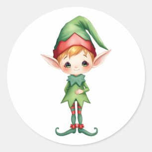 Adesivo Linda Pequena Branca Aquarela Elf Natal