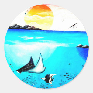 Adesivo Linda pintura de cena subaquática