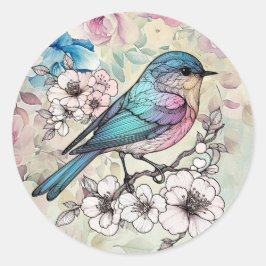 Adesivo Linda Primavera Aquarela Floral Pássaro