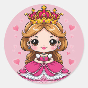 Adesivo Linda Princesa de Desenho Animado com Vestido Rosa