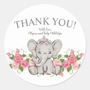 Adesivo Linda Princesa Elefante Bebê Menina Chuveiro Obrig