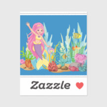 Linda sereia PINK HAIR tocando no mar