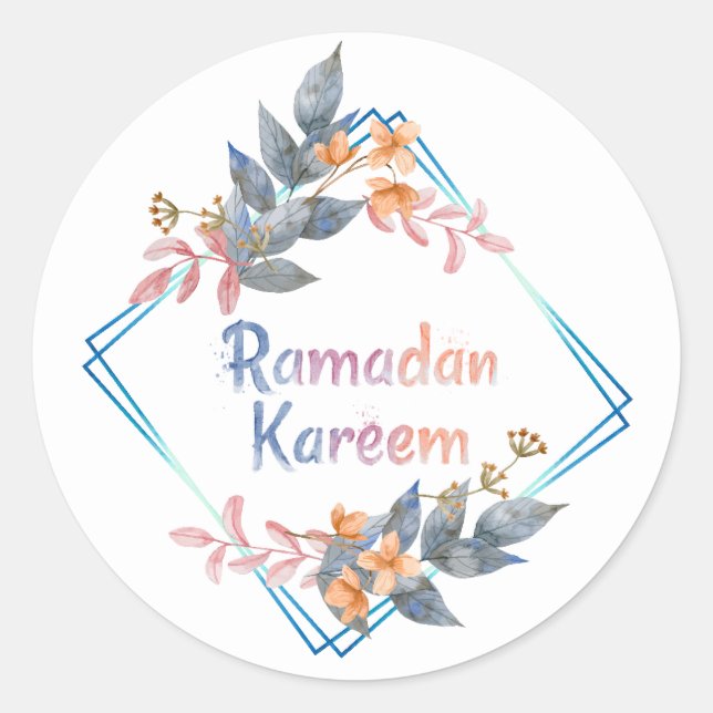 Adesivo Linda Watercolor Floral Ramadan Kareem (Frente)