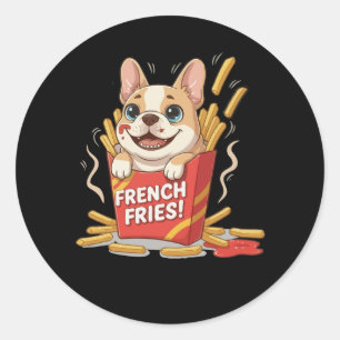 Adesivo Lindas Batatas Fritas Francesas Bulldog Arte Kawai