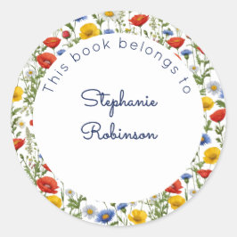 Adesivo Lindas e Coloridas Flores Silvestres Este Livro Pe