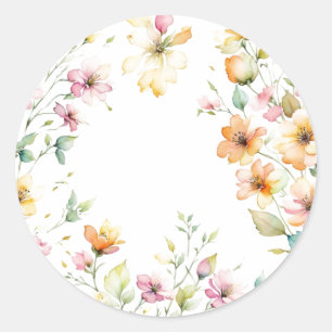 Adesivo Lindas Flores Silvestres Aquarela Laranja Rosa Boh