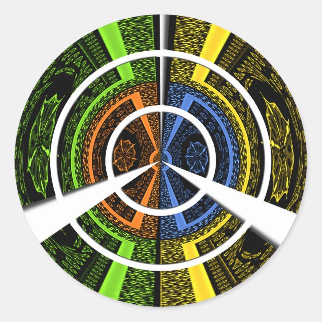 Adesivo Lindas ilustrações circulares coloridas africanas (Frente)