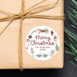 Adesivo Lindas Ilustrações em Aquarela Feliz Natal