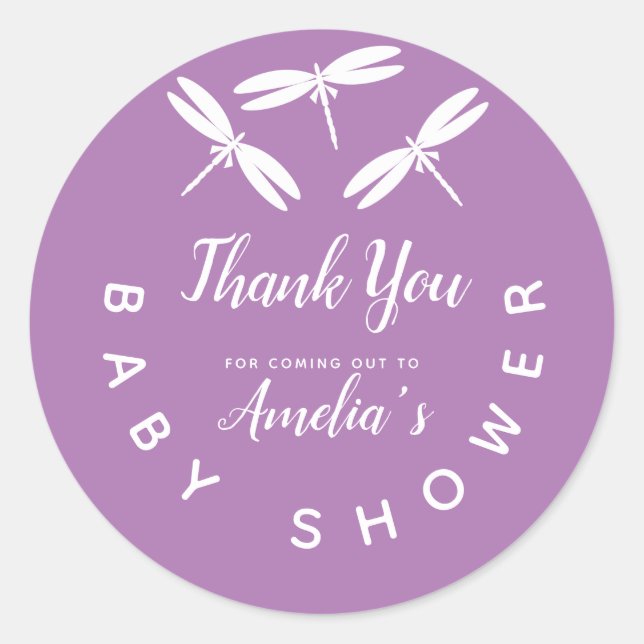 Adesivo Lindas Libélulas  Agradecimento do Chá de Bebê Rox (Frente)