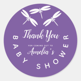 Adesivo Lindas Libélulas  Agradecimento Roxo para Chás de 