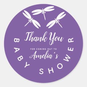 Adesivo Lindas Libélulas  Agradecimento Roxo para Chás de 