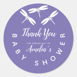 Adesivo Lindas Libélulas  Agradecimento Roxo para Chás de 