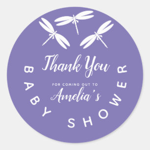Adesivo Lindas Libélulas  Agradecimento Roxo para Chás de 