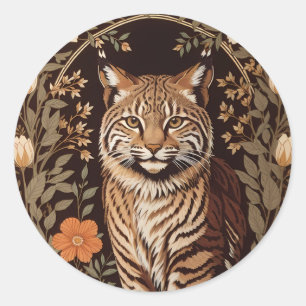 Adesivo Lindo Bobcat em Fundo Floral Marrom