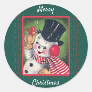 Adesivo Lindo Boneco de Neve Vintage Natal Retrô