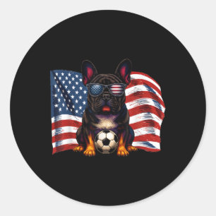 Adesivo Lindo Bulldog Francês Futebol Bandeira Dos EUA Sun