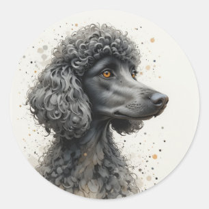Adesivo Lindo Cachorro Preto Feliz Poodle Padrão Animal de