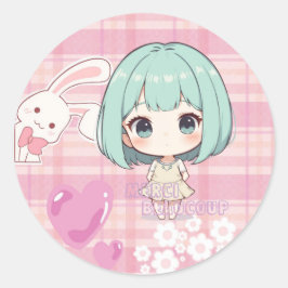 Adesivo Lindo Chibi Cabelo Verde