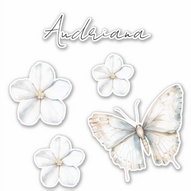 Adesivo Lindo Chuveiro Nupcial de Borboleta Azul Branca (Frente)