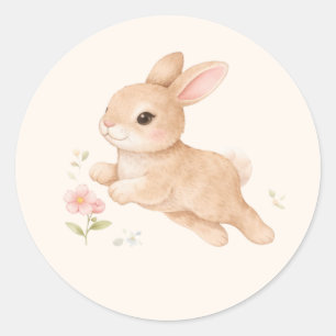 Adesivo Lindo Coelho Bebê Aquarela Flores Rosa