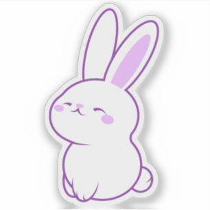 Adesivo Lindo Coelho Sorridente Kawaii Pastel Roxo Feliz