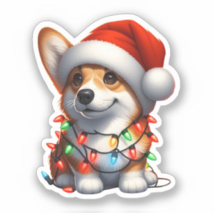 Adesivo Lindo Corgi de Natal