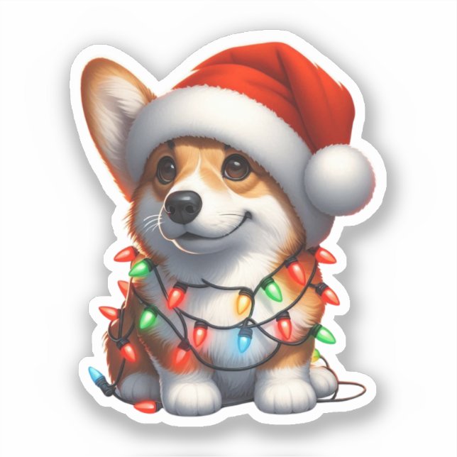 Adesivo Lindo Corgi de Natal  (Frente)