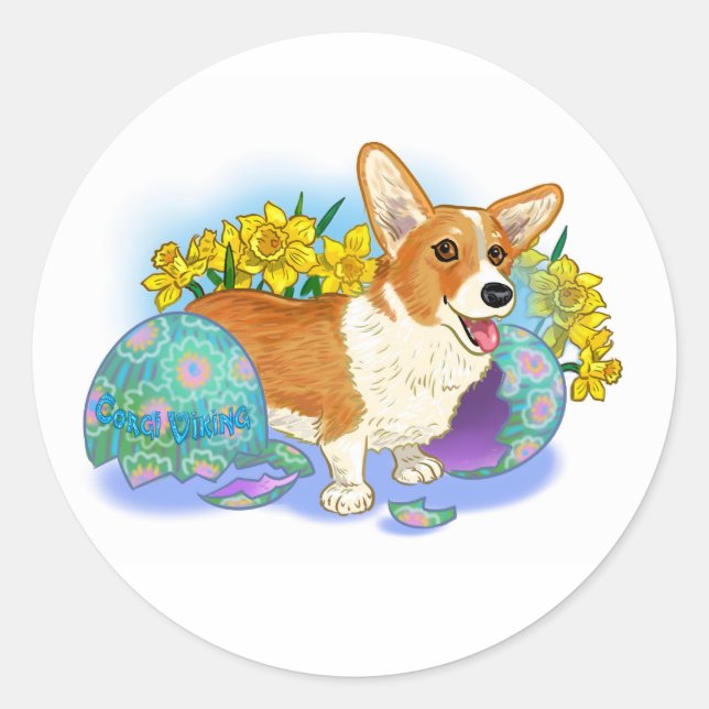 Adesivo Lindo Corgi de Páscoa (Frente)