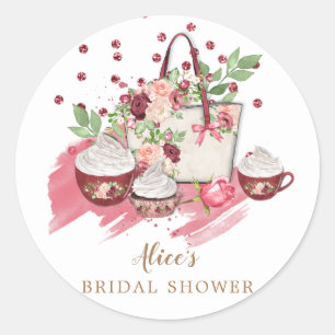 Adesivo lindo cupcake floral de casamento com monograma ro