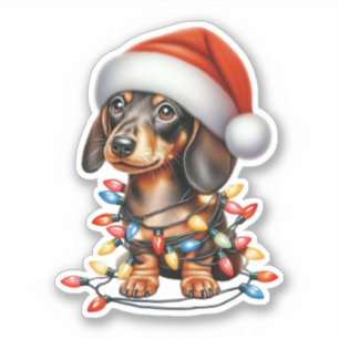 Adesivo Lindo Dachshund de Natal