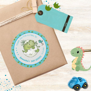 Adesivo Lindo Dinossauro Eclodindo Personalizado Agradecim
