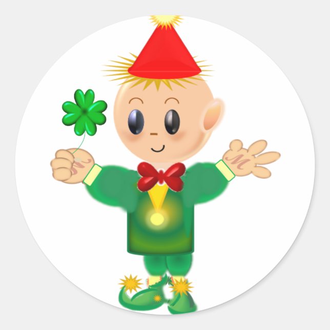 Adesivo Lindo duende sortudo com trevo (Frente)