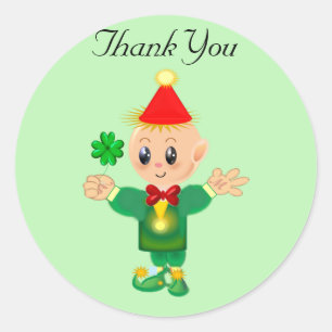 Adesivo Lindo duende sortudo com trevo de quatro folhas Ob