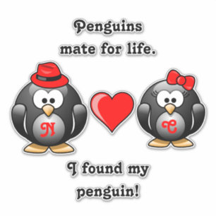 Adesivo Lindo Encontrei Meu Parceiro Pinguim para a Vida C