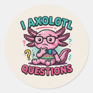 Adesivo Lindo Eu Perguntas de Axolote nerd asteca com ócul