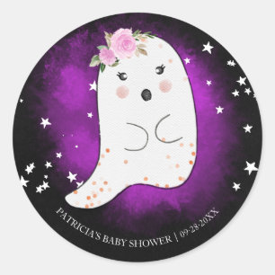 Adesivo Lindo Fantasma Menina de Halloween Chá de Bebê Clá