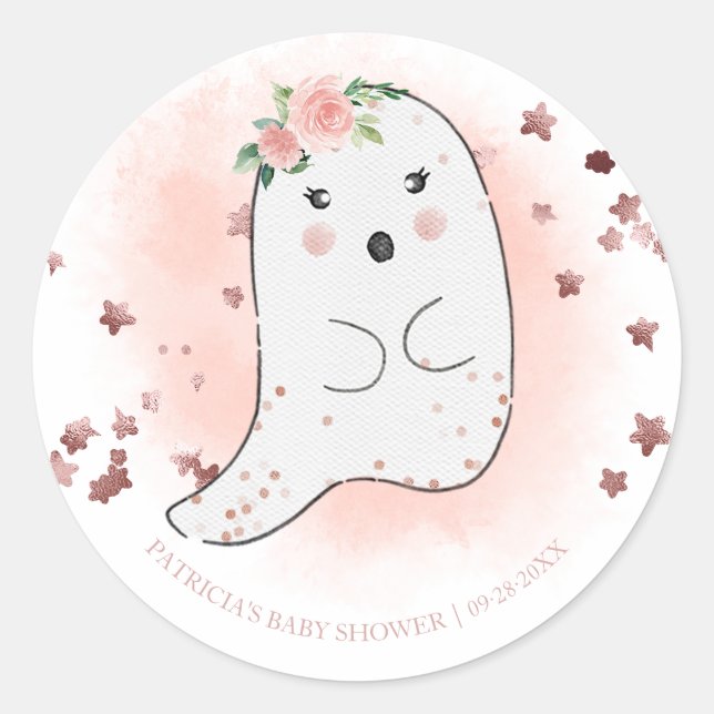 Adesivo Lindo Fantasma Menina de Halloween Chuveiro de Beb (Frente)