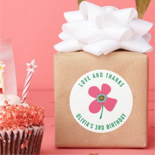 Adesivo Lindo Favor de Aniversário Menina Rosa Dourado Dai