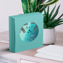 Adesivo Lindo Favor de Casamento de Verão na Praia Azul do
