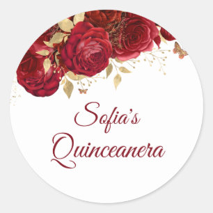 Adesivo Lindo Favor de Rosas Vermelhas para Festa de Quinc