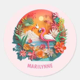 Adesivo Lindo Flamingo Rosa 3D de Volta às Aulas