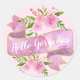Adesivo Lindo Floral Rosa Bege Hello Magnífico Dourado